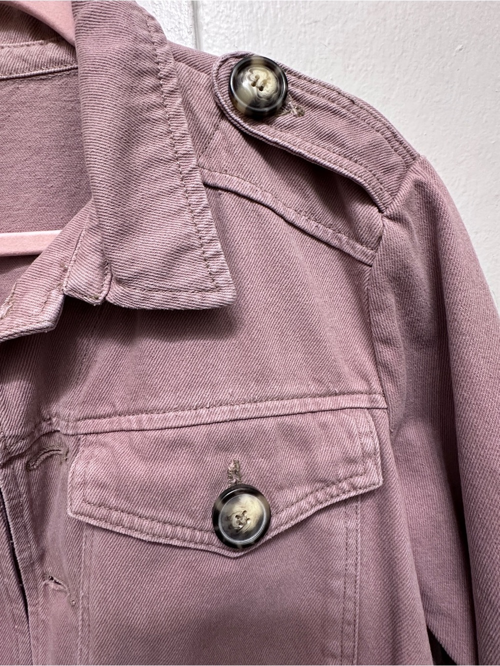 Free People “Eisenhower” Denim Button-Up Jacket (Dusty Pink/Mauve) - Picture 6 of 10